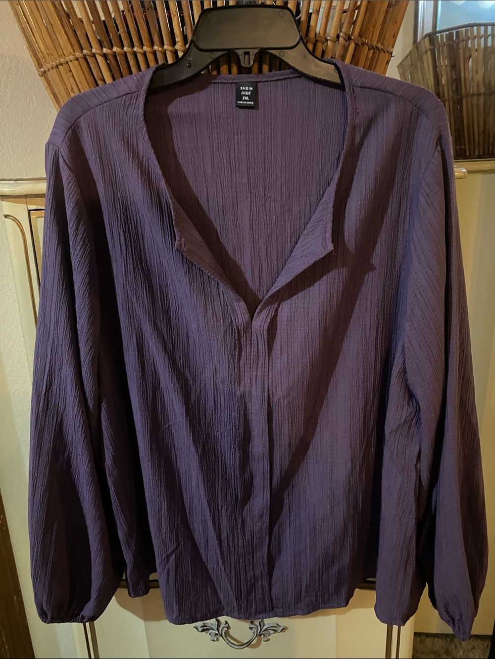 Boho peasant top Lightweight Crinkle Blouse - muted Purple